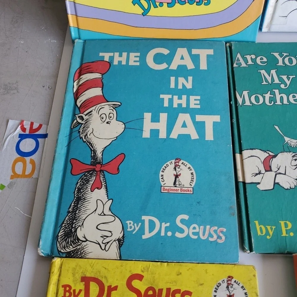 Lot of 10,Dr. Seuss Readers by Dr. Seuss HC/PB A Fly Went By Cat in the Hat vtg